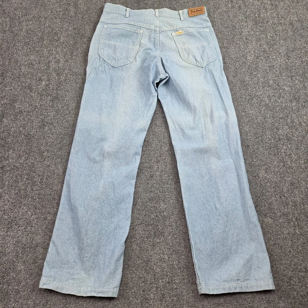Vintage LL Bean Jeans Mens 32x30 Blue Light Wash Straight Workwear Made USA 80s